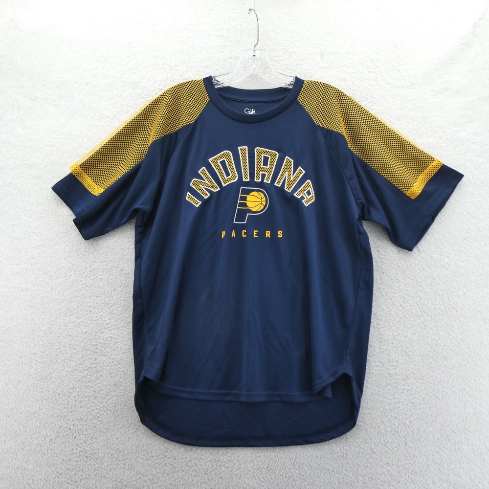 G-III Shirt‎ Womens Medium Indiana Pacers Navy Yellow Mesh Raglan Vintage NBA